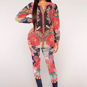 2pc print pants & top